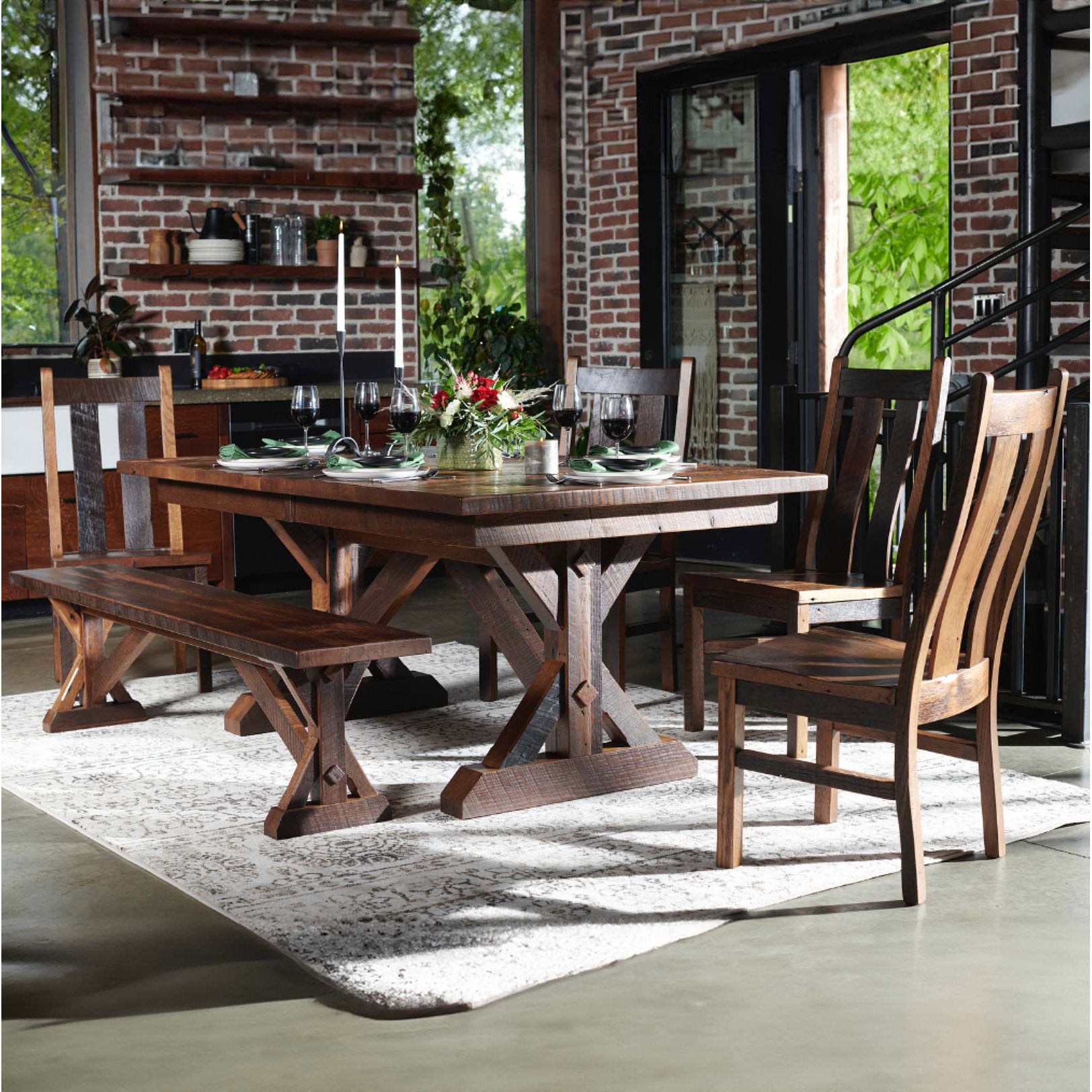Stretford 6-Piece Dining Collection Reclaimed Barnwood Oak