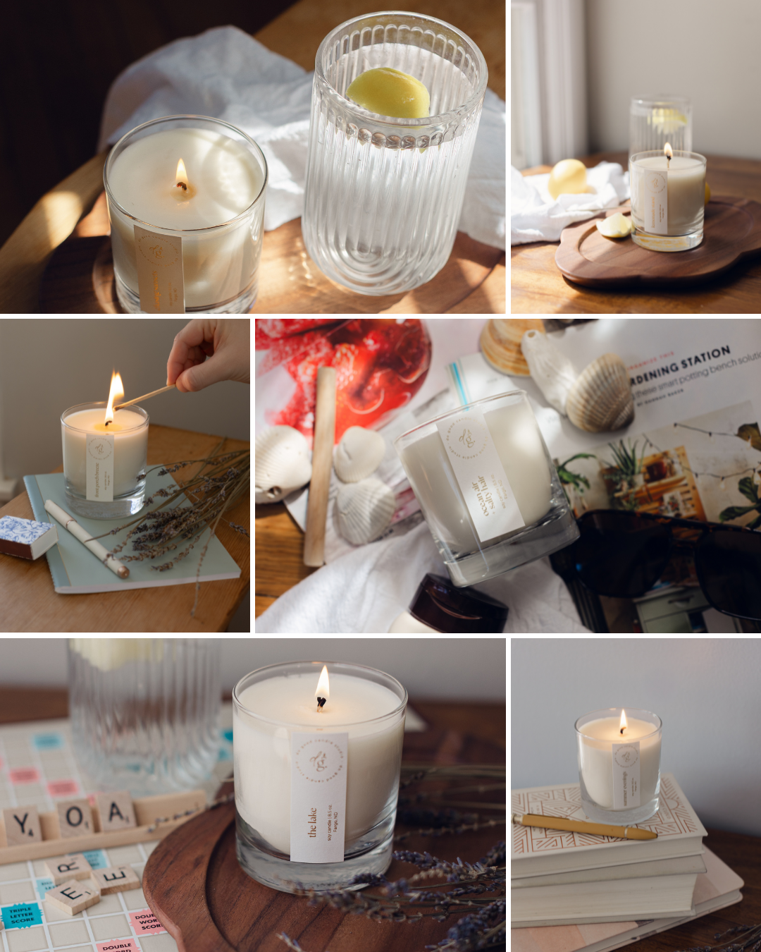 Collage of all 6 Summer Collection Candles