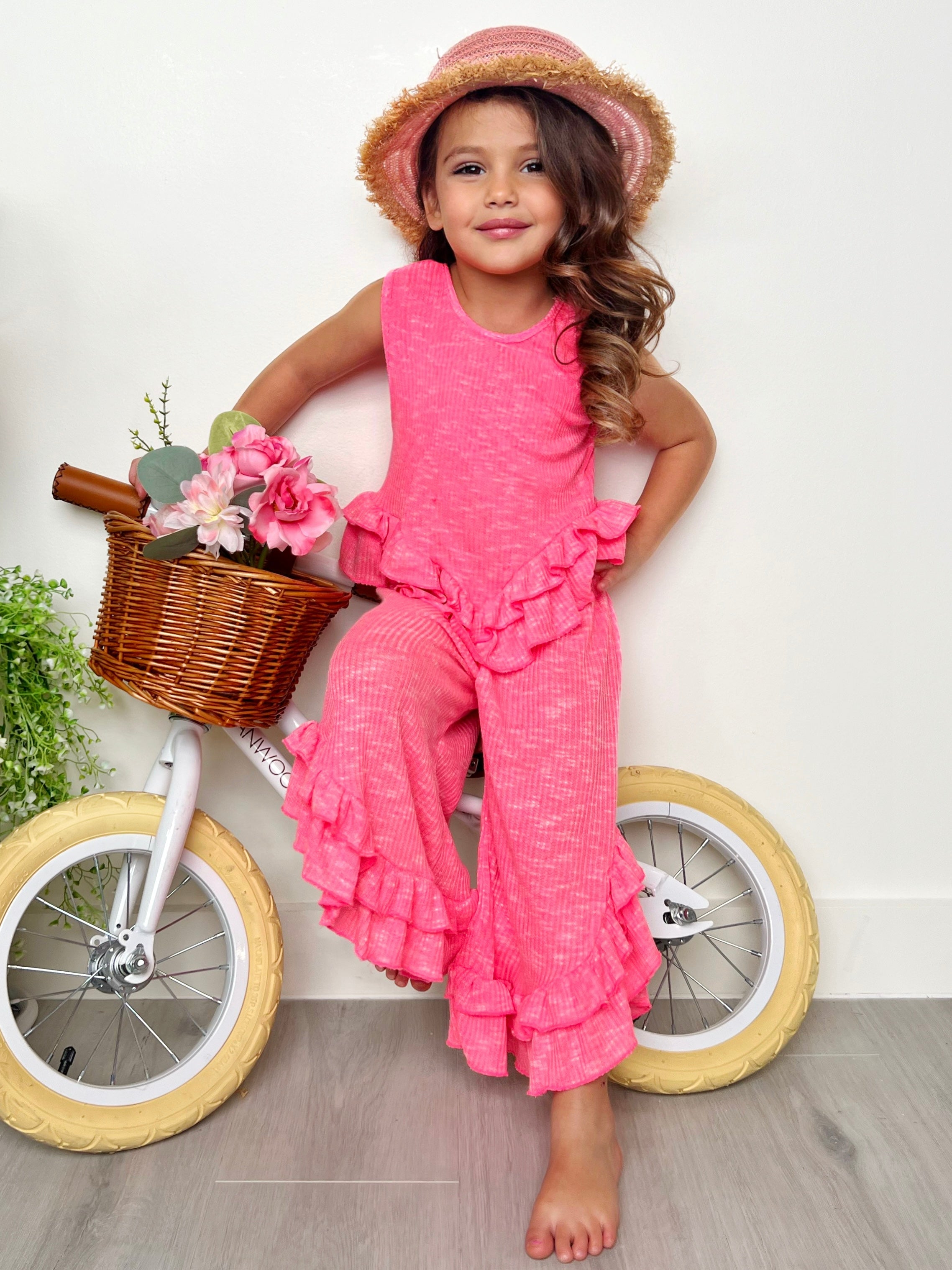Image of Sway My Way Pink Ruffle Pants Set