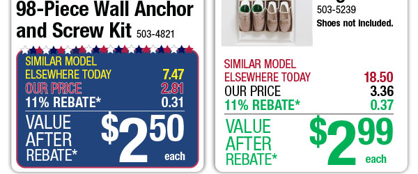 24-Pocket Over-the- Door Shoe Organizer - ONLY $2.99 After Rebate*!