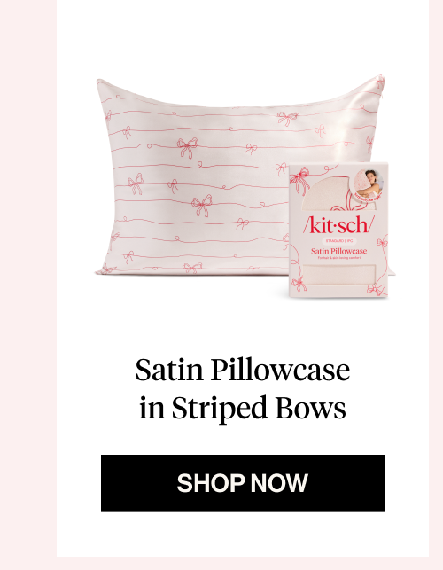 Satin Pillowcase in Striped Bows