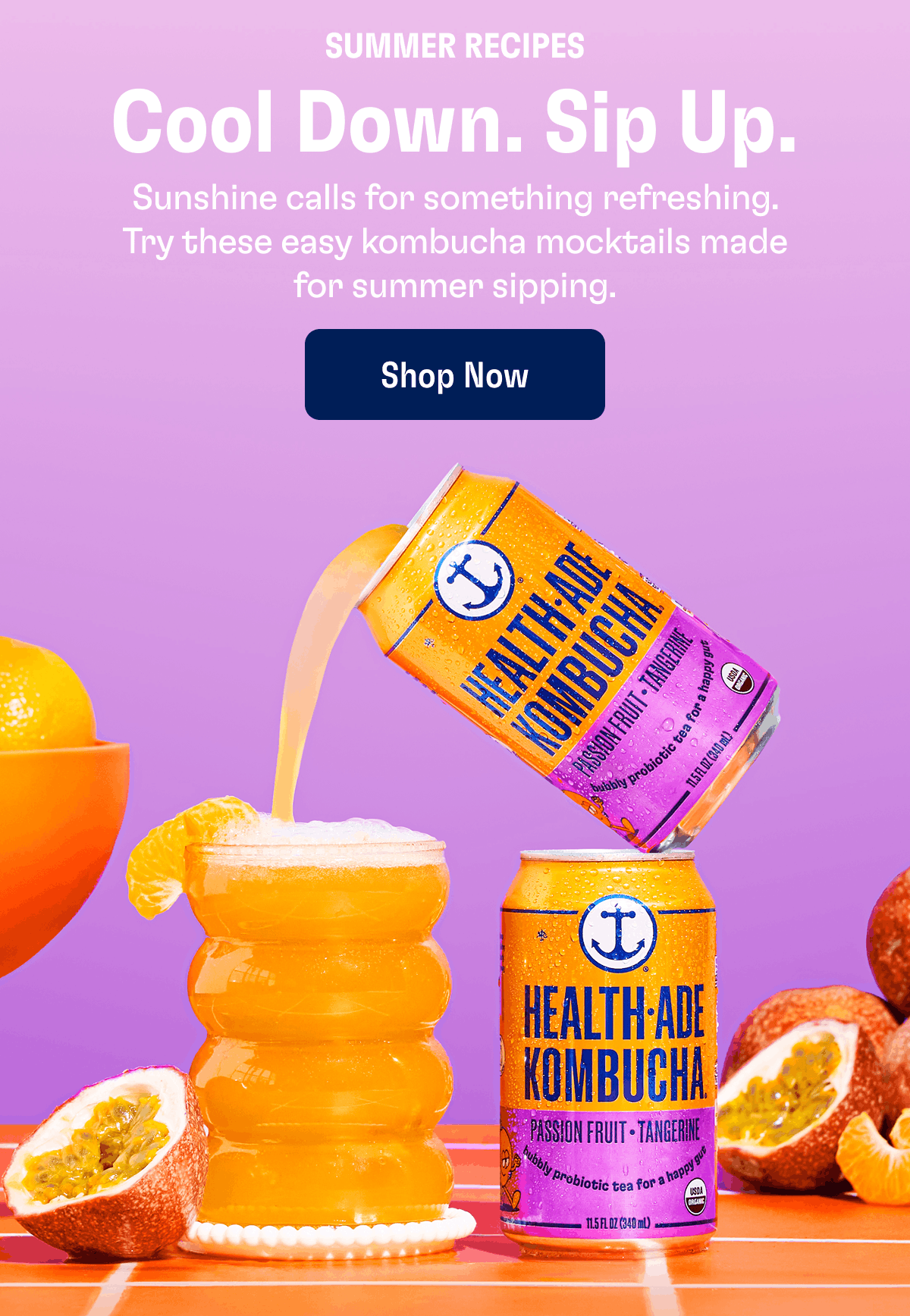 Summer Recipes | Cool Down. Sip Up. | Sunshine calls for something refreshing. Try these easy kombucha mocktails made for summer sipping. | Shop Now