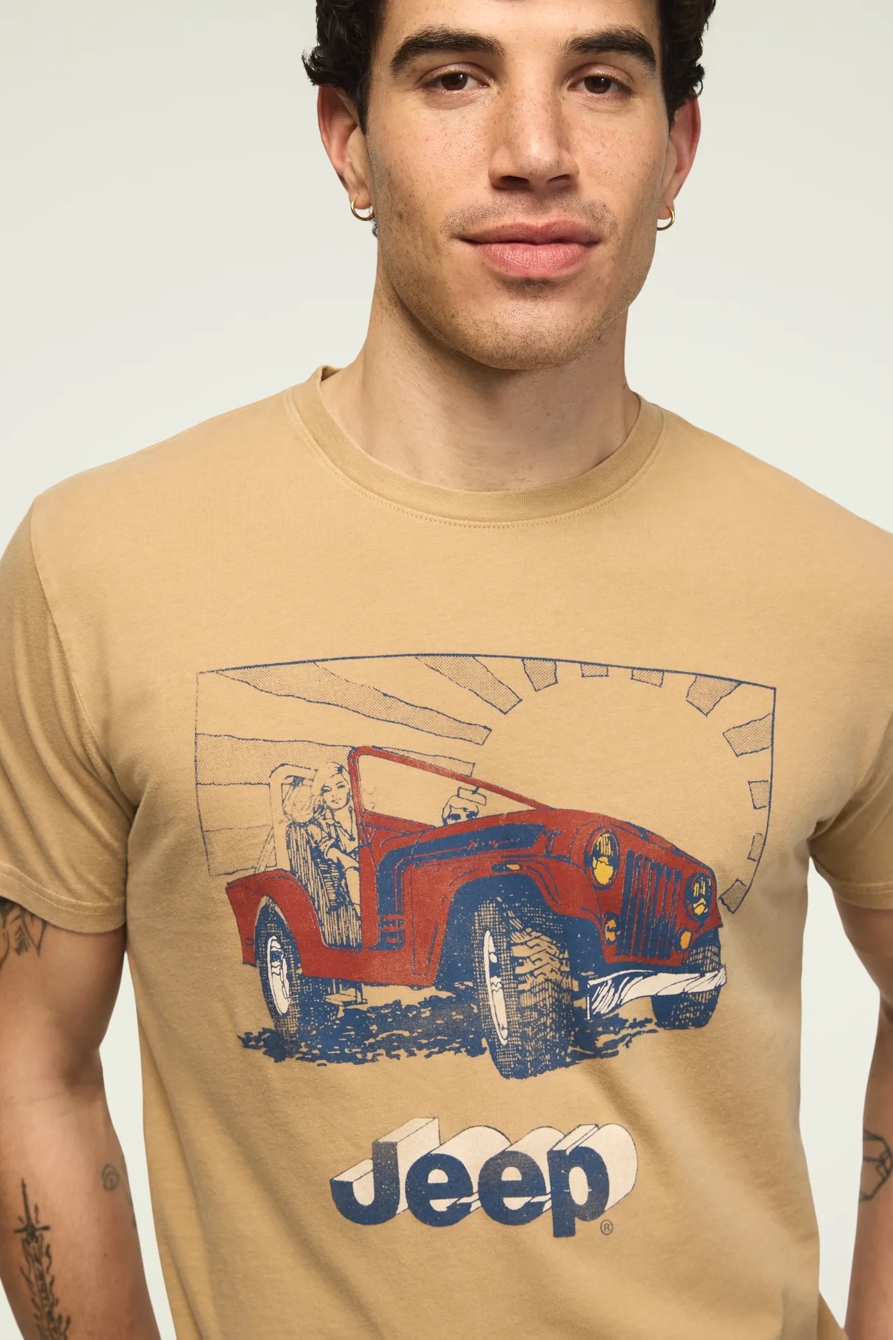 Image of Lucky Brand Jeep Drawing Tee - Men's Clothing Tops Shirts Tee Graphic T Shirts in Incense