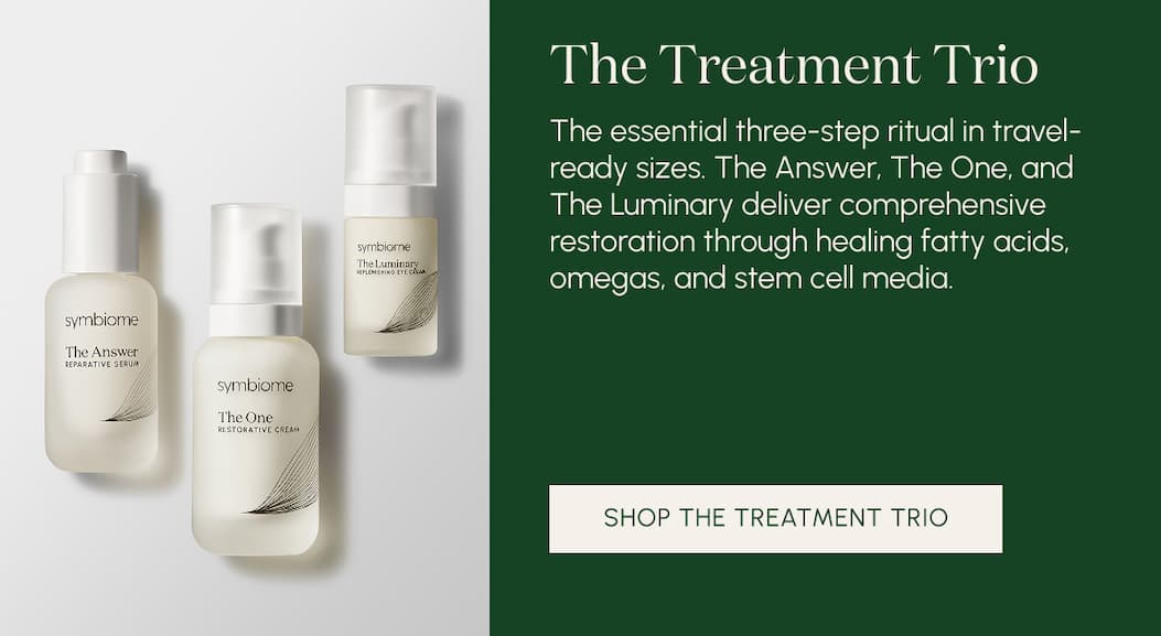 The Treatment Trio  The essential three-step ritual in travel-ready sizes. The Answer, The One, and The Luminary deliver comprehensive restoration through healing fatty acids, omegas, and stem cell media.