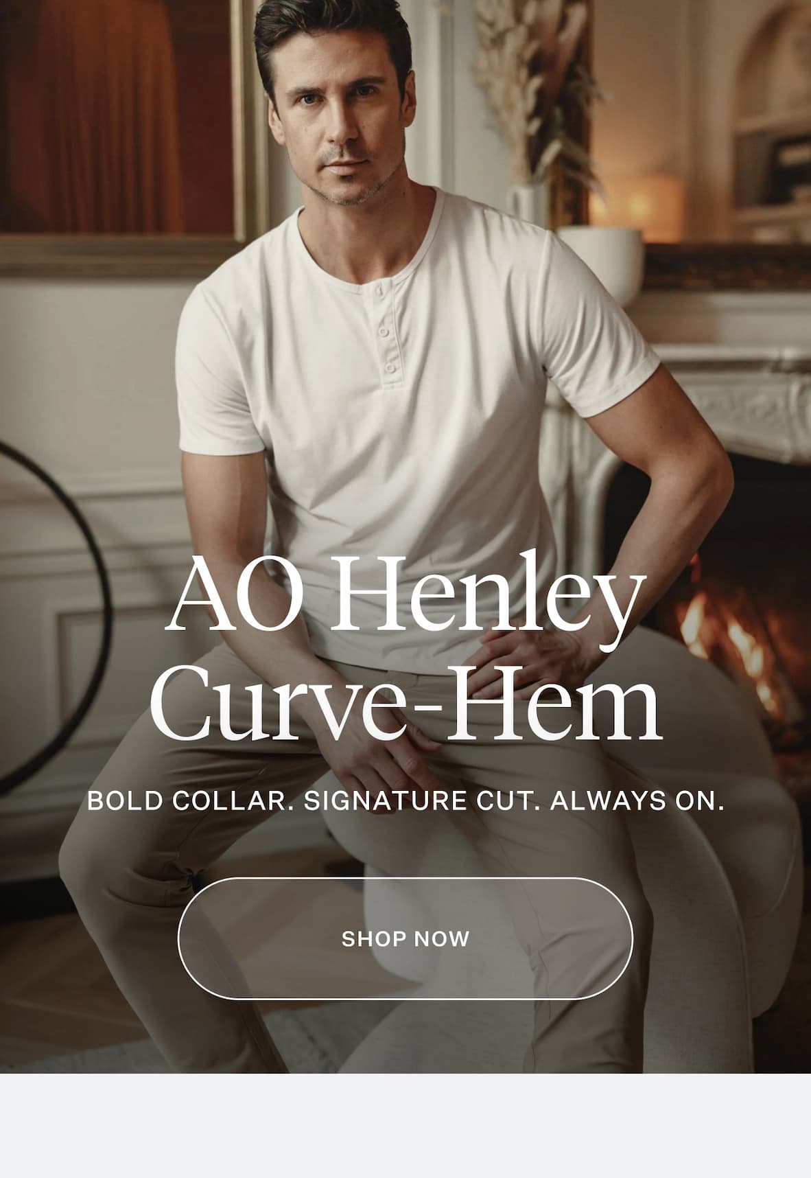 The AO Henley Curve-Hem Tee