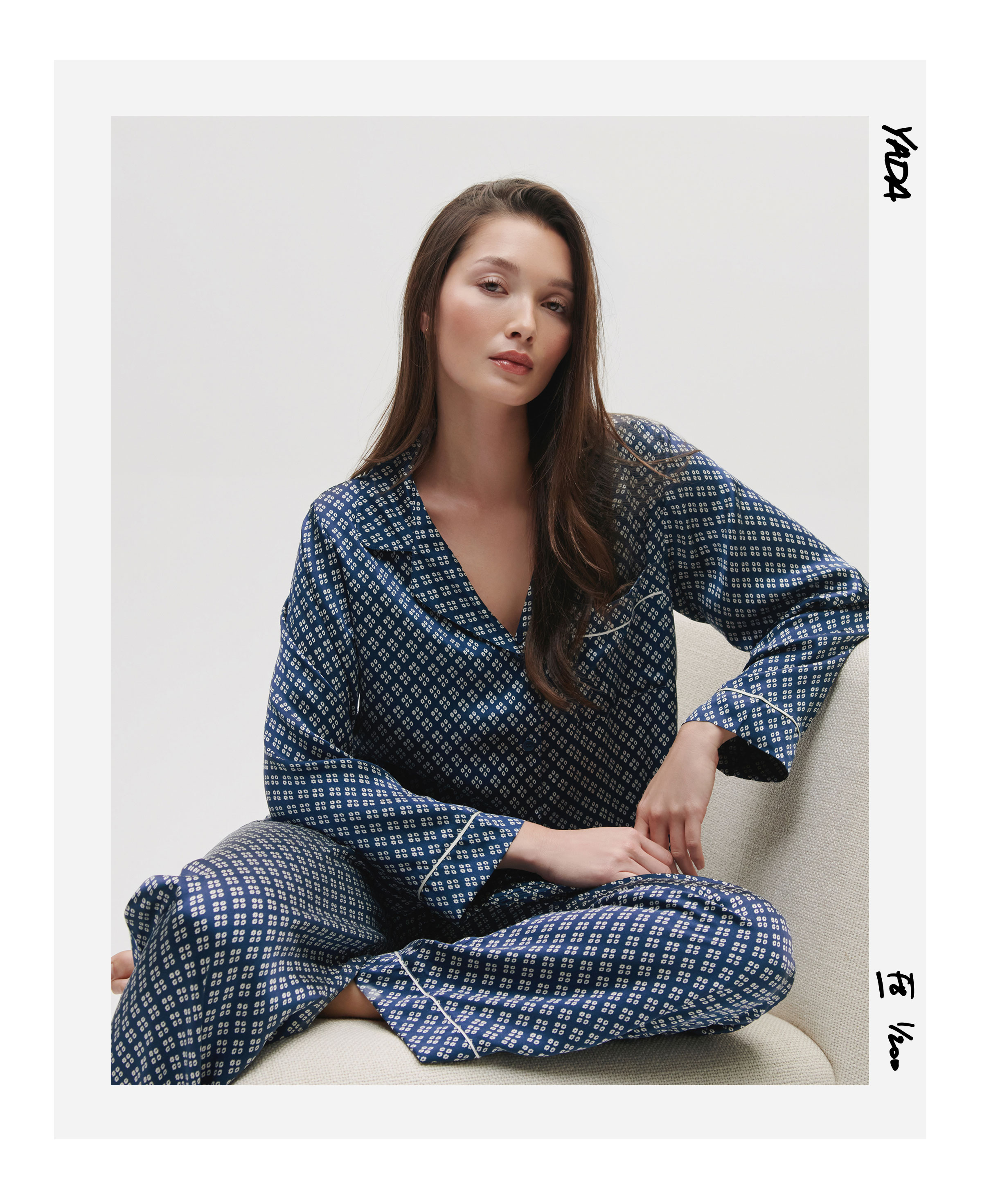 Inez Washable Silk Printed Long PJ Set