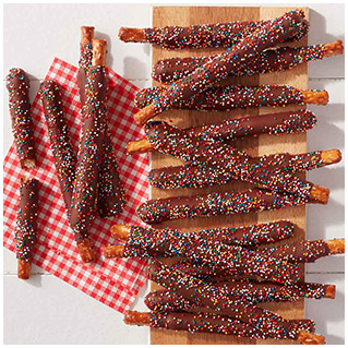 Milk Chocolate and Caramel Dipped Pretzel Rods, Case of 18