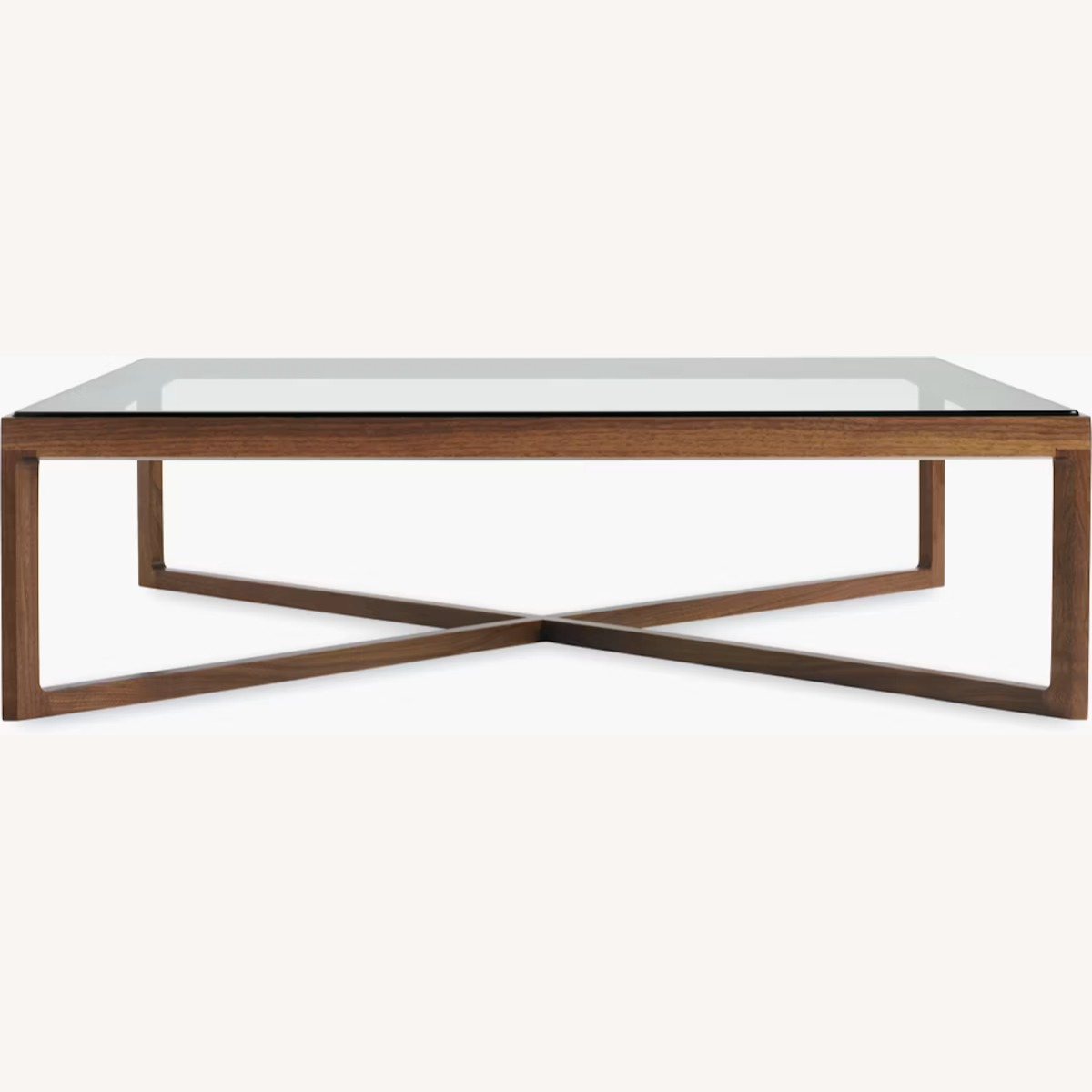 Image of Design Within Reach Glass / Walnut Coffee Table