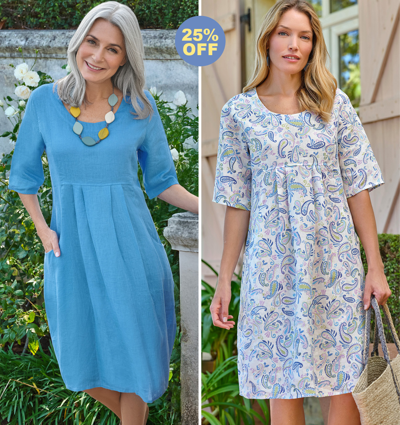 Womens Linen Pocket Tunic Dress