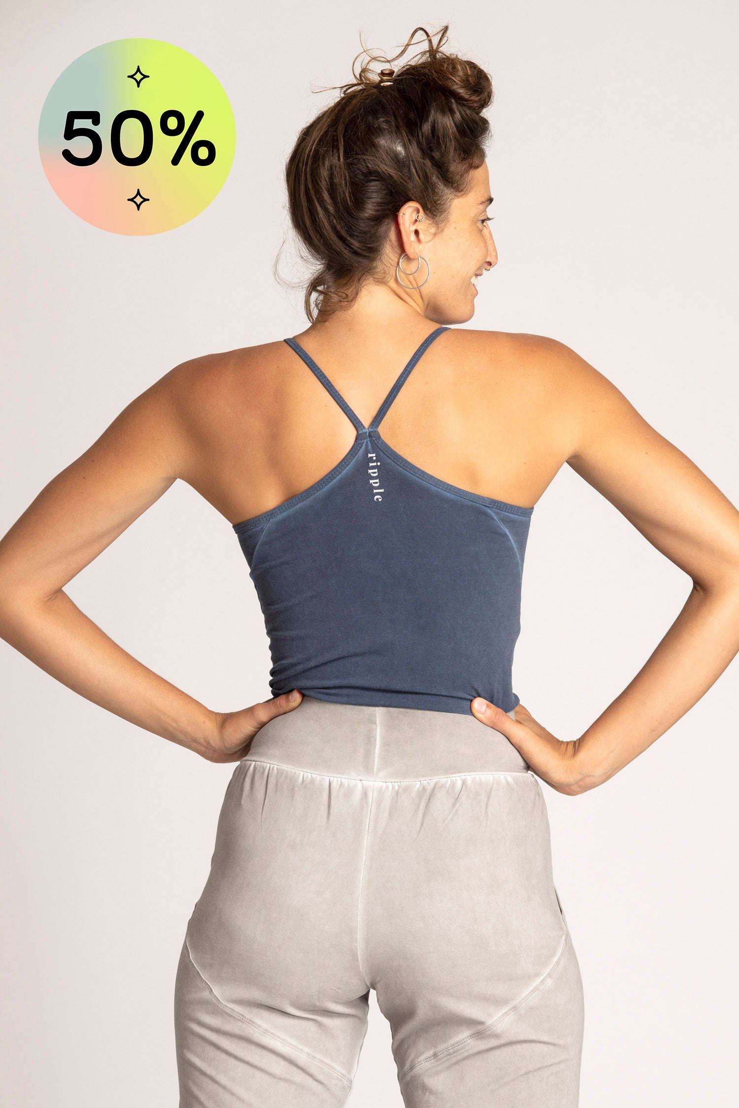 Image of I'mPerfect Stonewash Criss Cross Tank Top 50%off