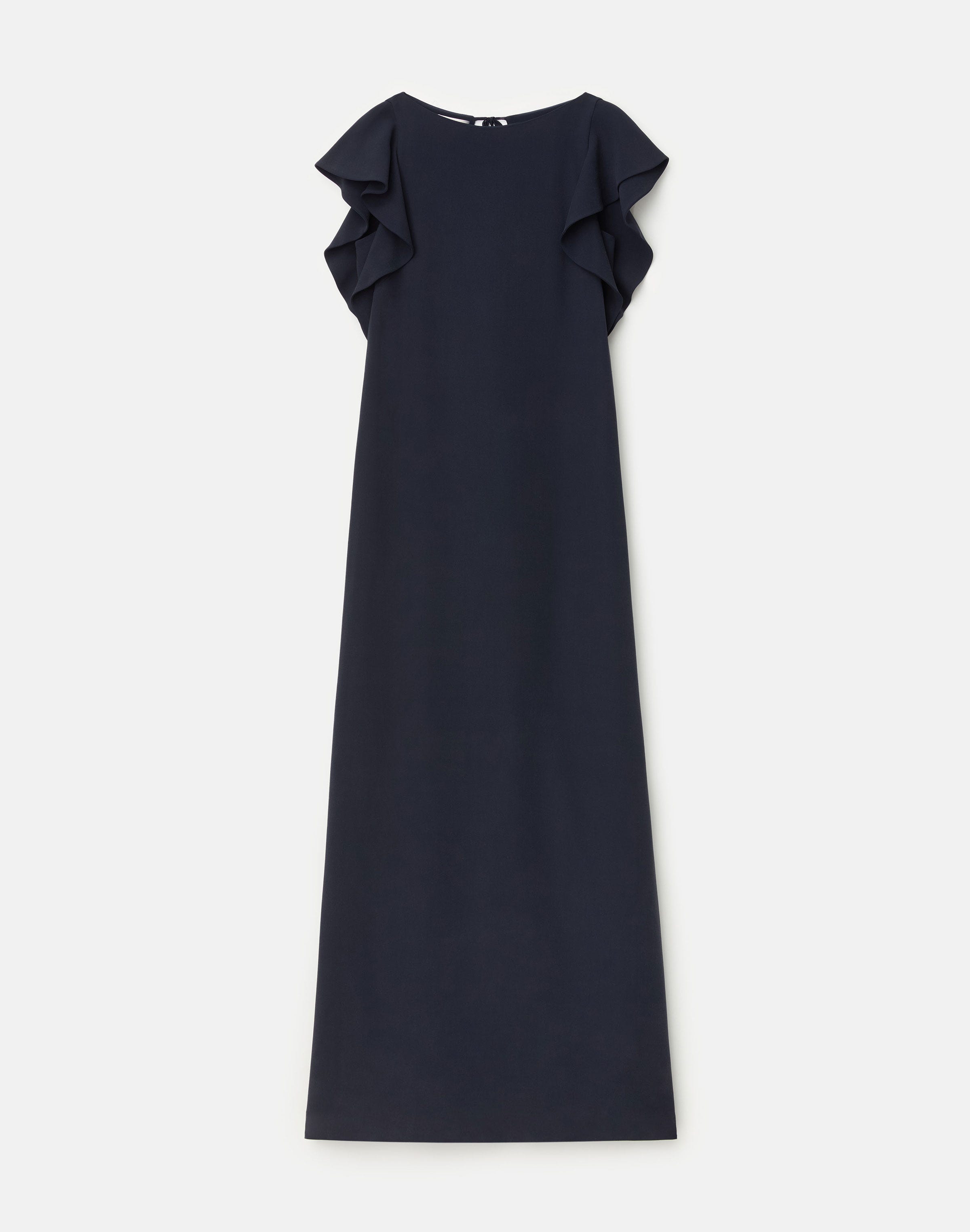Image of Viscose-Silk Cady Flutter Sleeve Gown