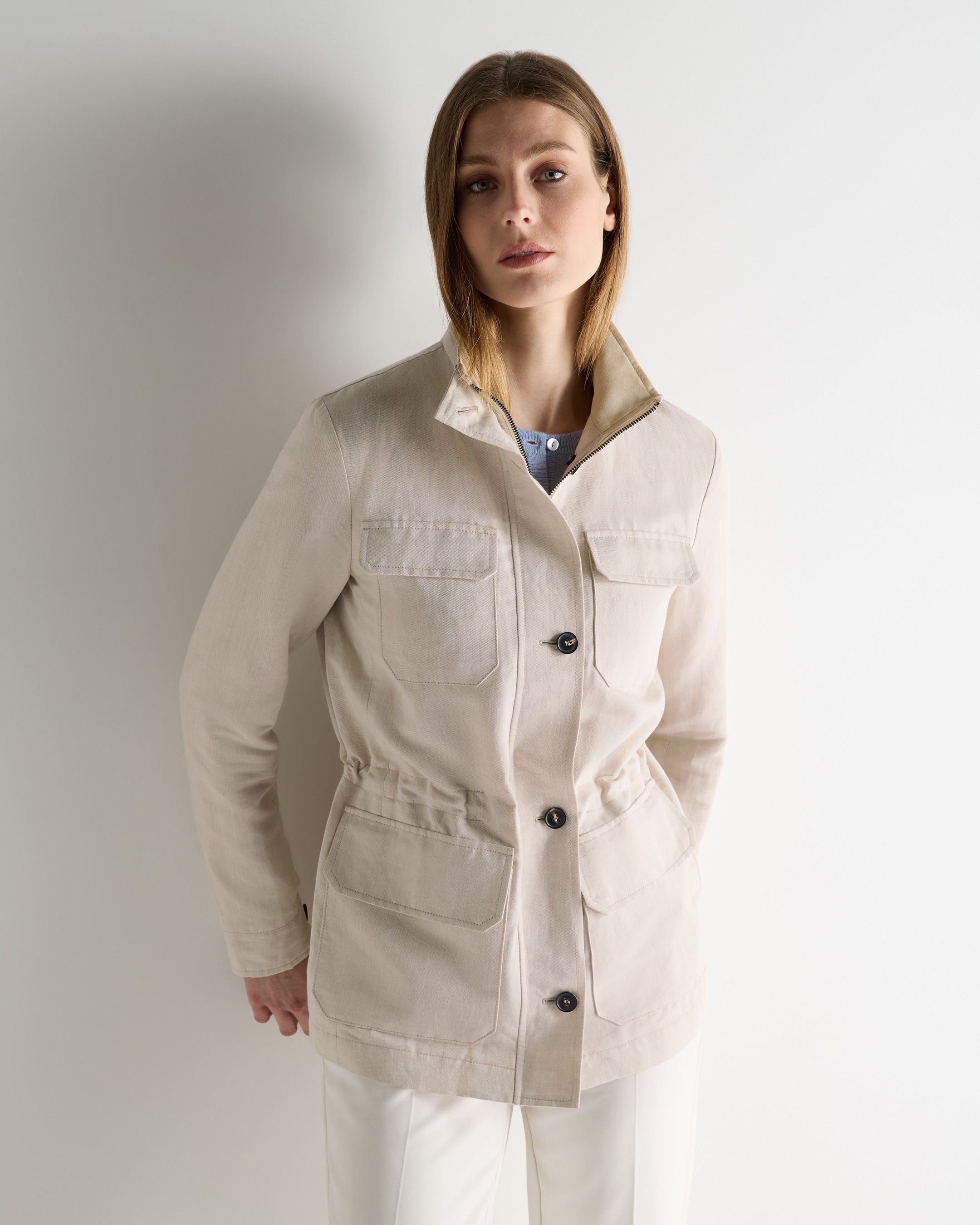 Image of Women's Avola Linen Blend Jacket Stone Brown