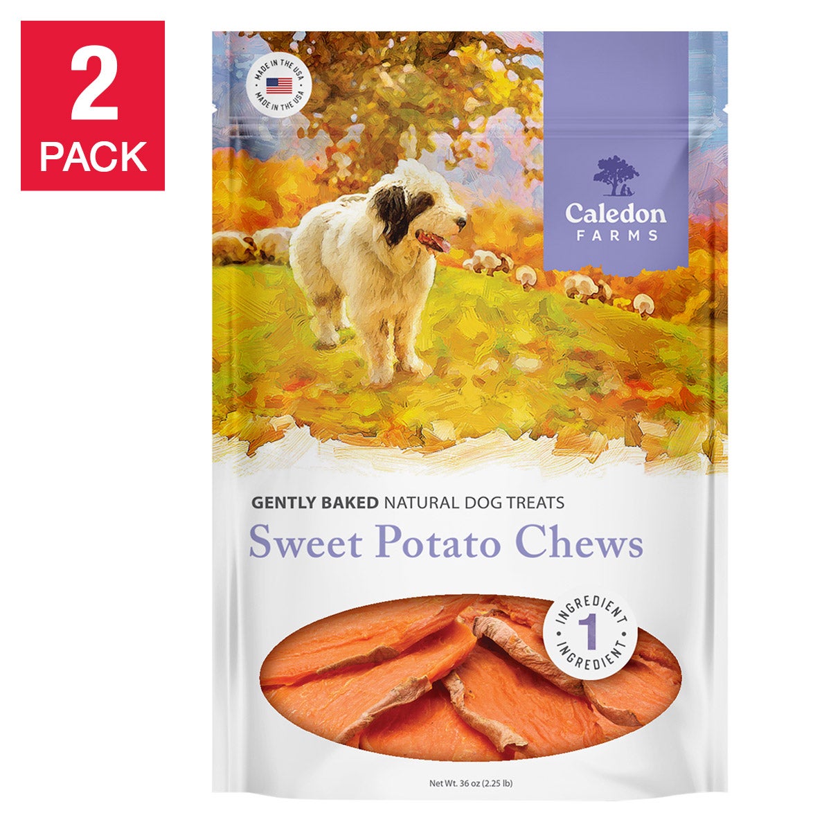 Caledon Farms Sweet Potato Chews for Dogs, 36 oz, 2-Pack