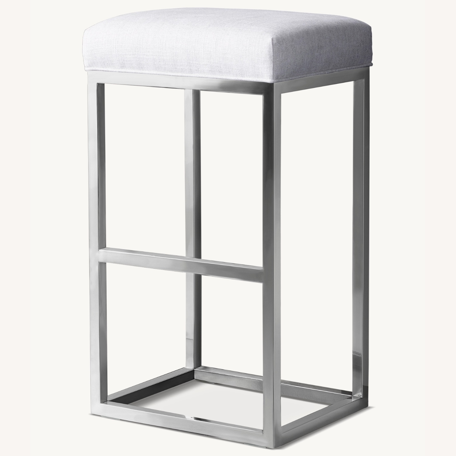 Image of RH Chrome And Light Grey Barstools