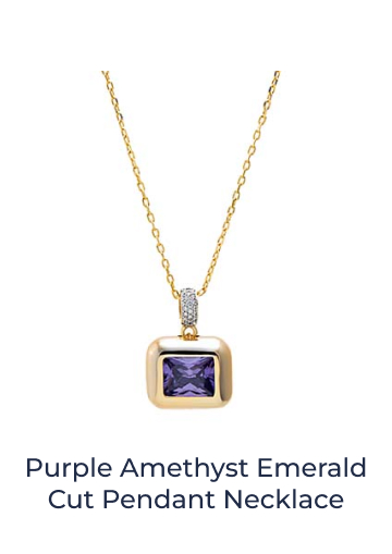 Purple Amethyst Emerald Cut Pendant Necklace