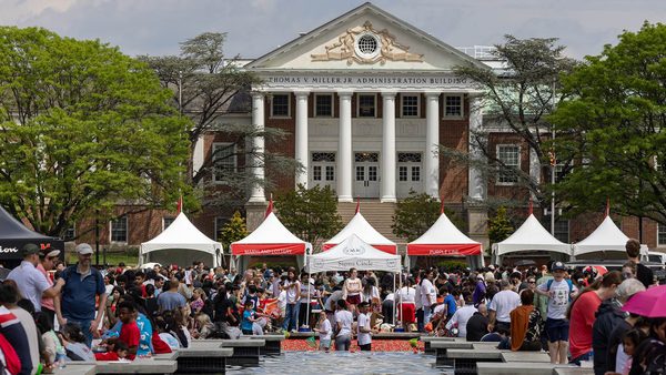 crowds and tents on McKeldin Mall on Maryland Day