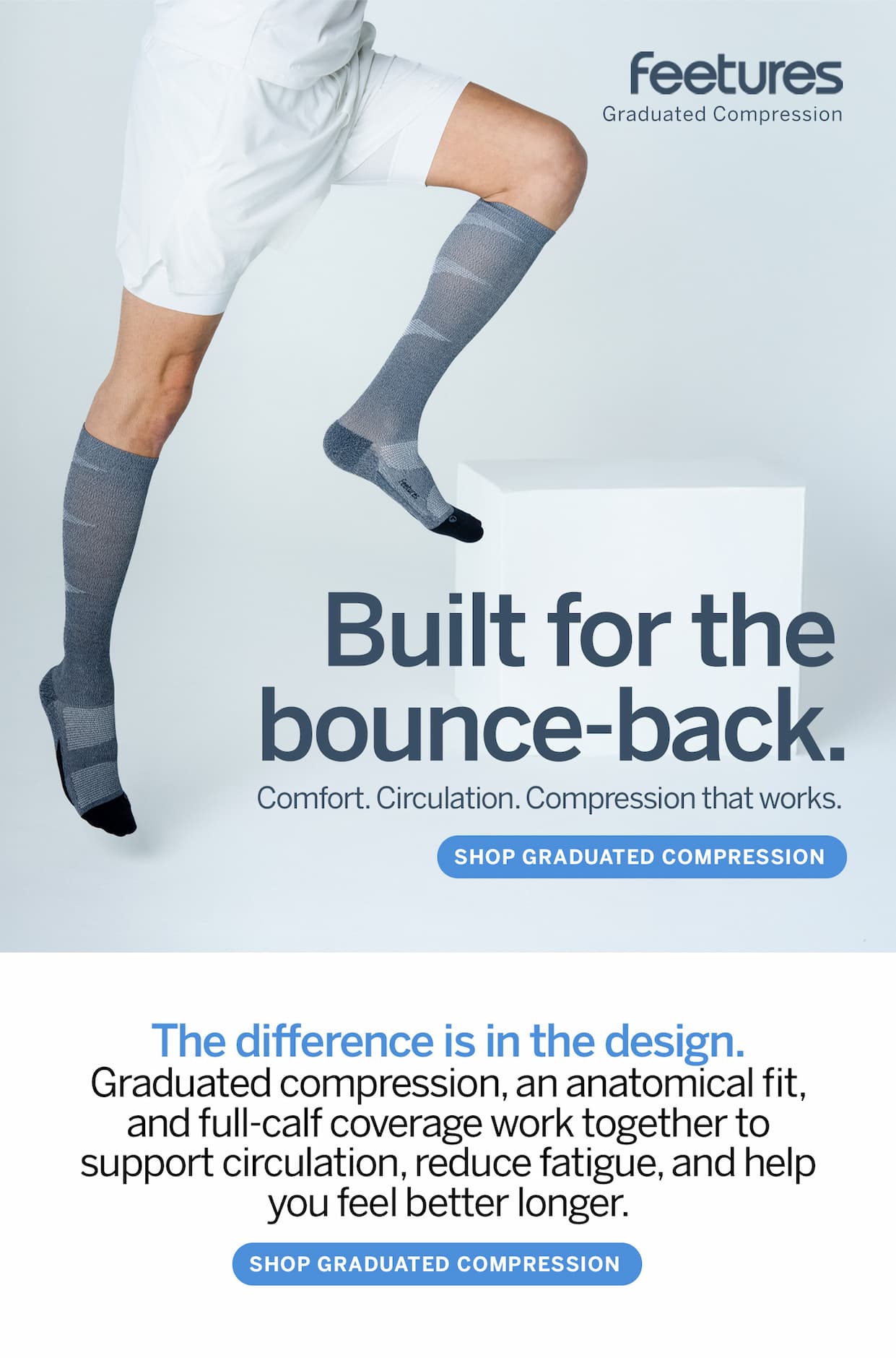 Man wearing graduated compression socks