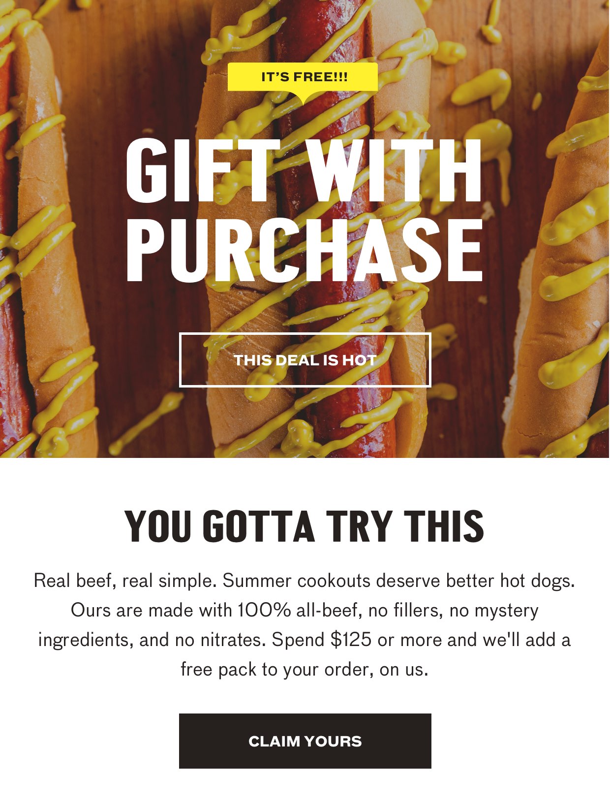 Free All Beef Hot Dogs with Purchase