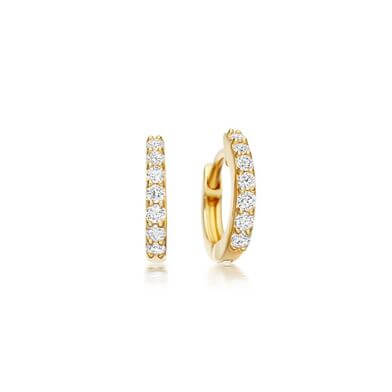 Solid Gold Halo Mini Hoop Natural Diamond Earrings