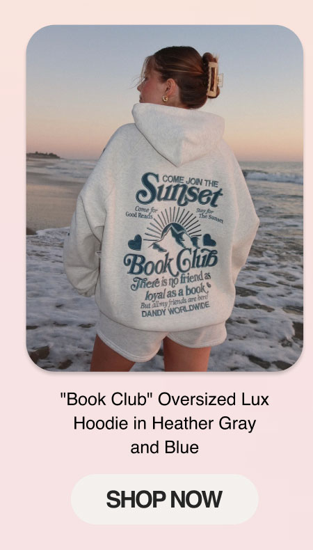 "Book Club" Oversized Lux Hoodie in Heather Gray and Blue