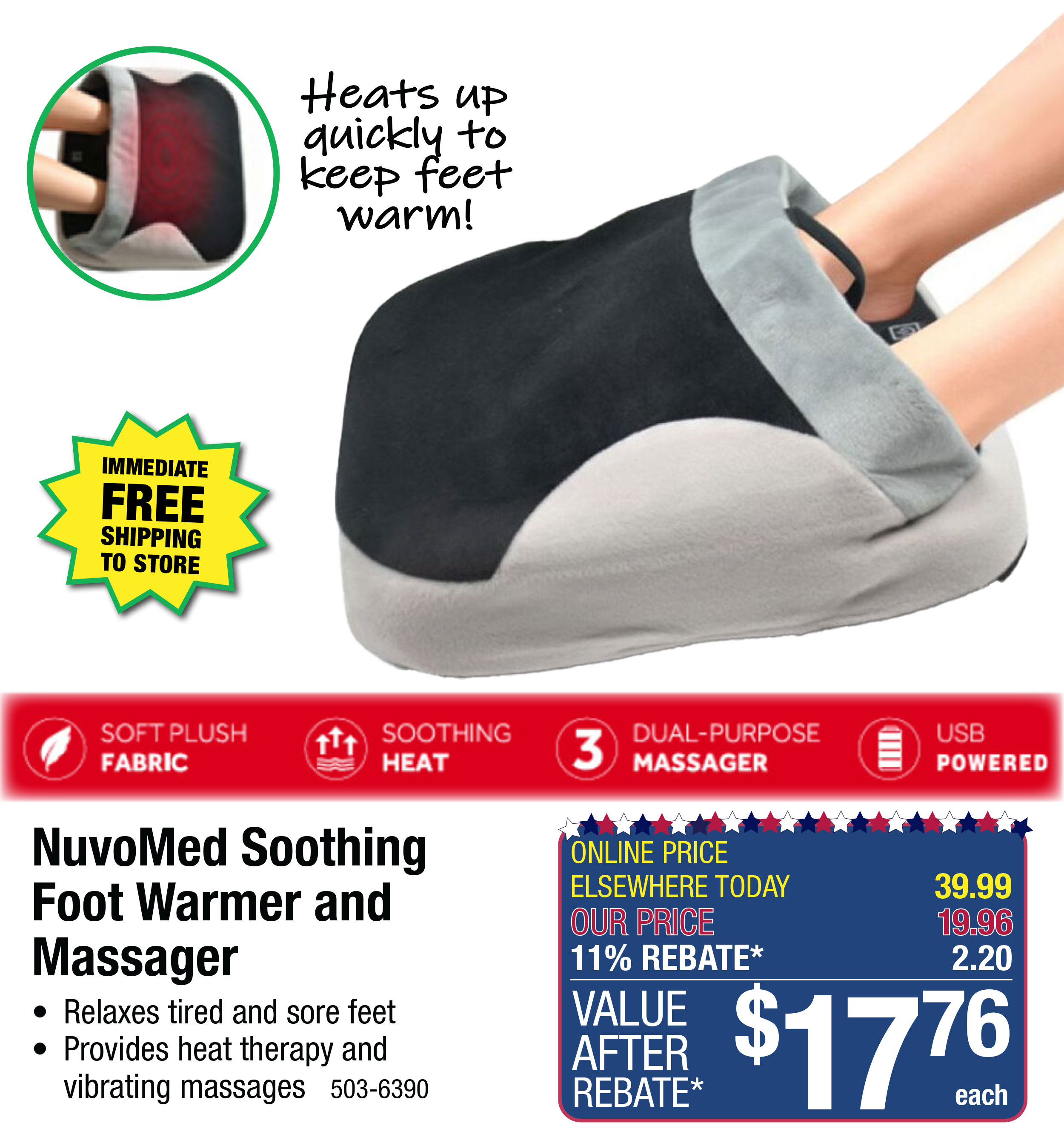 NuvoMed Soothing Foot Warmer and Massager - ONLY $17.76 After Rebate*!