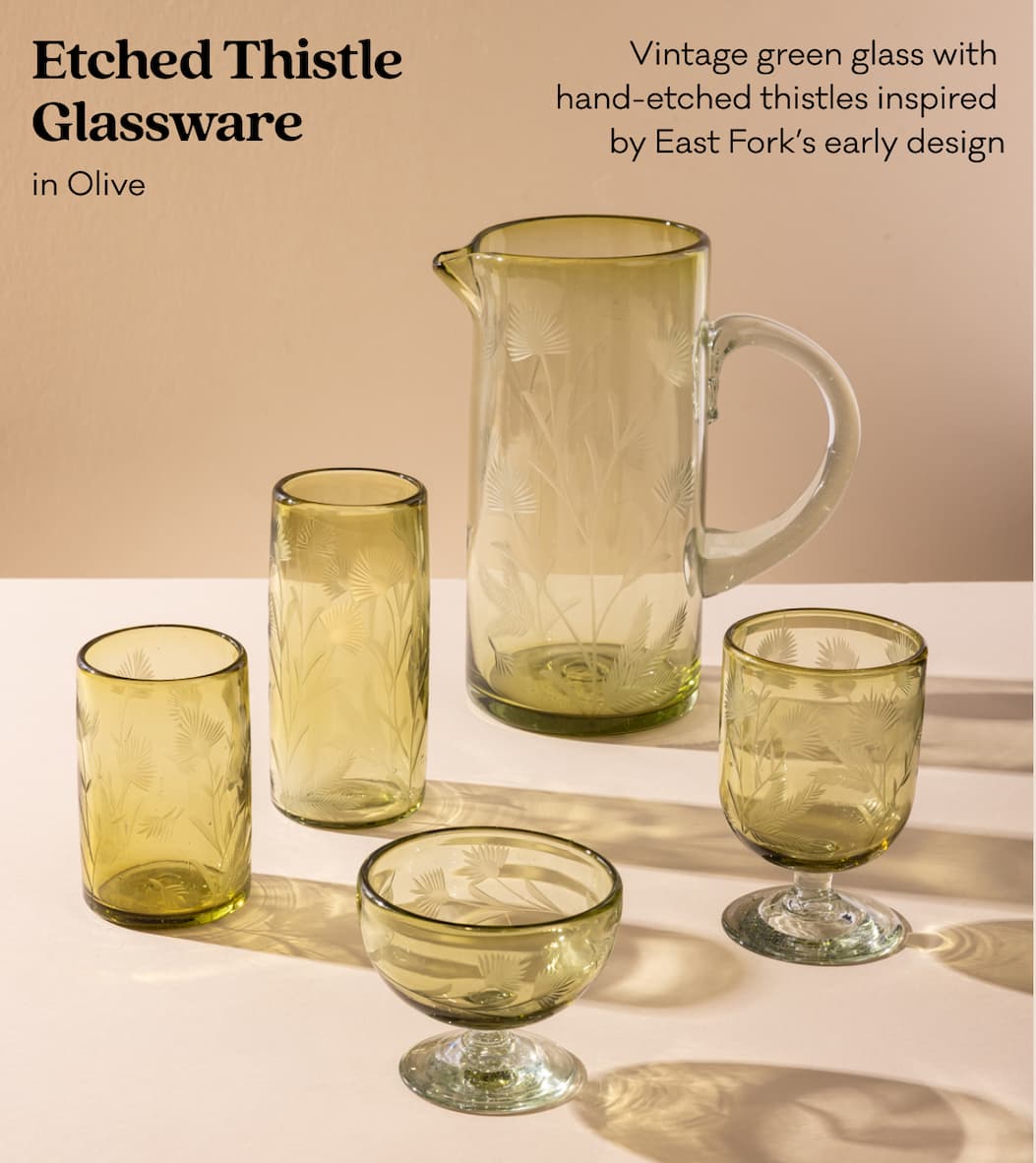 Etched Thistle Glassware