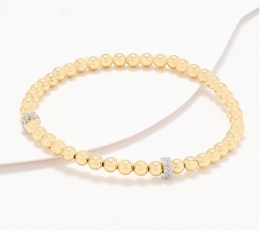 Accents by Affinty Double Pave Bead 0.24 cttw Bracelet, Sterl