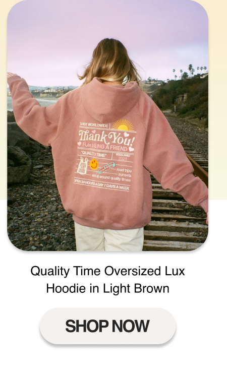 Quality Time Oversized Lux Hoodie in Light Brown