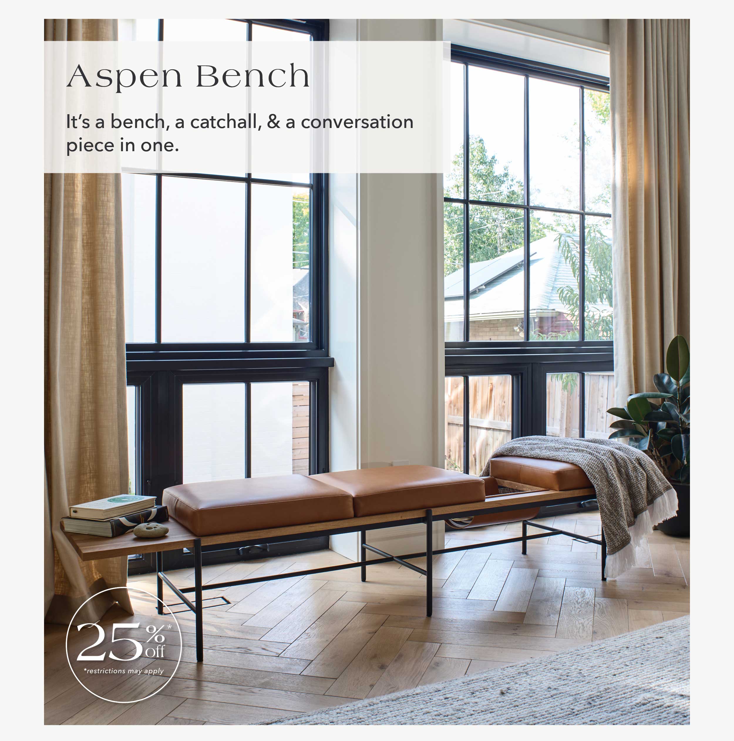 Aspen Bench - It’s a bench, a catchall, & a conversation piece in one.