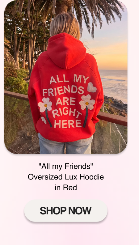 "All my Friends" Oversized Lux Hoodie in Red