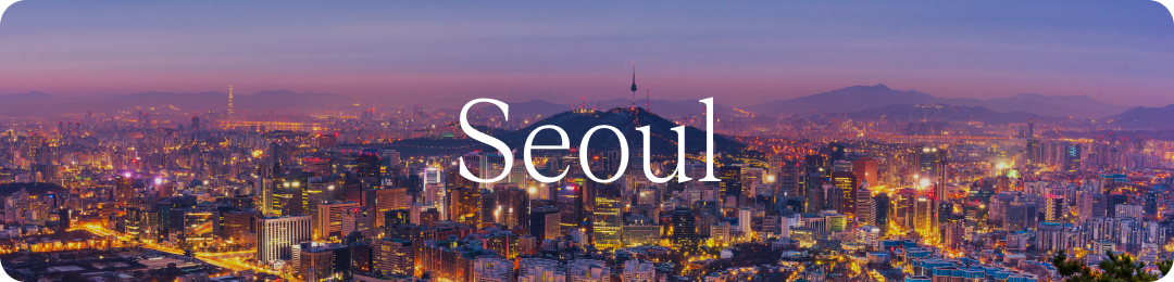 Seoul cityscape during sunset hour.