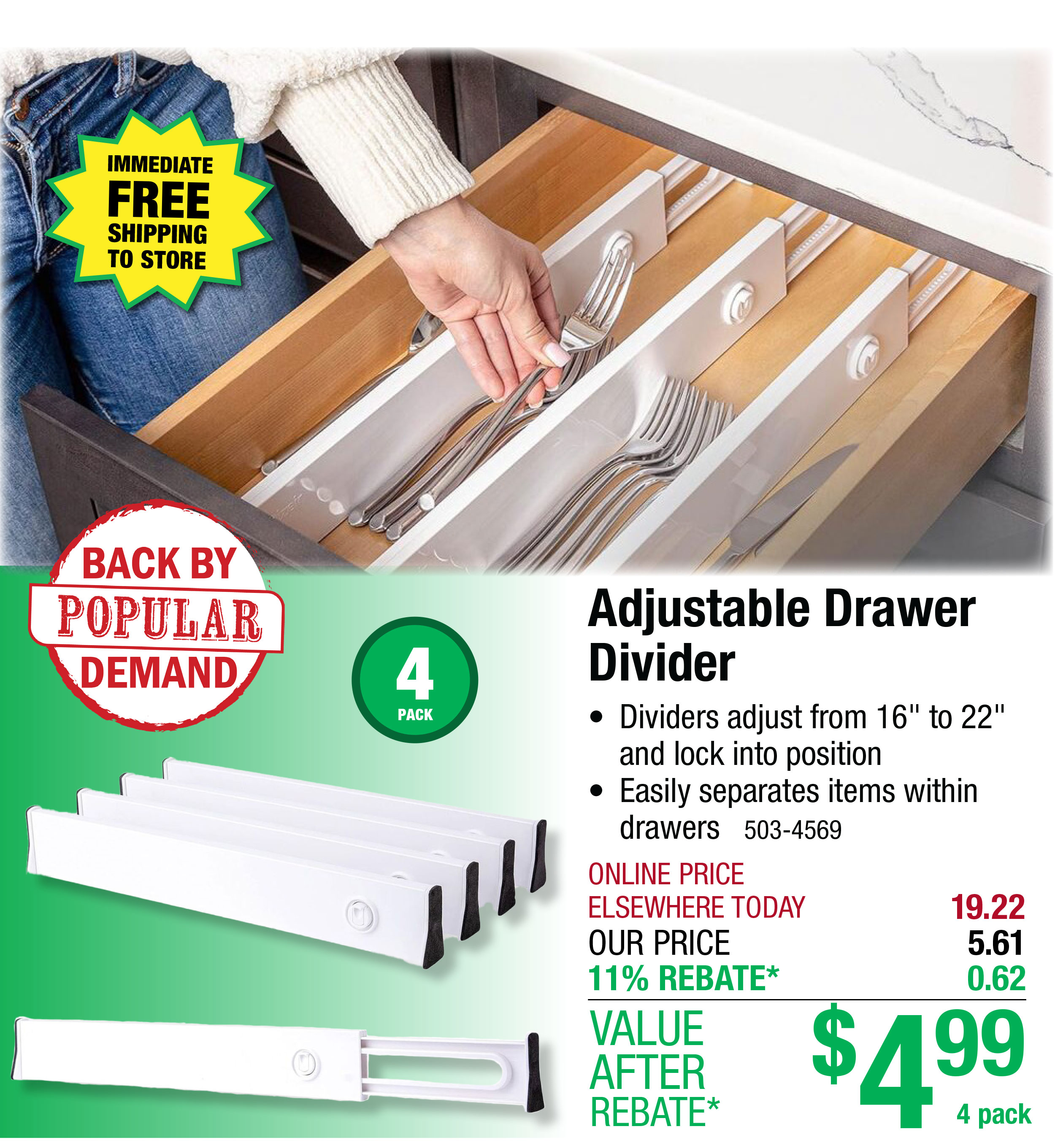 Adjustable Drawer Divider - ONLY $4.99 After Rebate*!