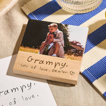 Personalised Photo Coaster With Engraved Handwriting