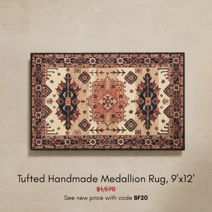 Tufted Medallion Rug, Blue/Pink
