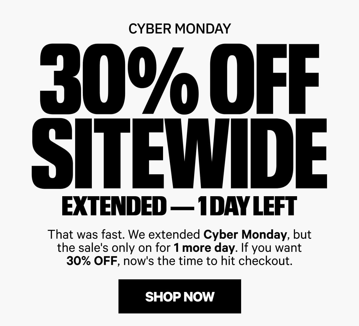 CYBER MONDAY 30% OFF SITEWIDE EXTENDED - 1DAY LEFT