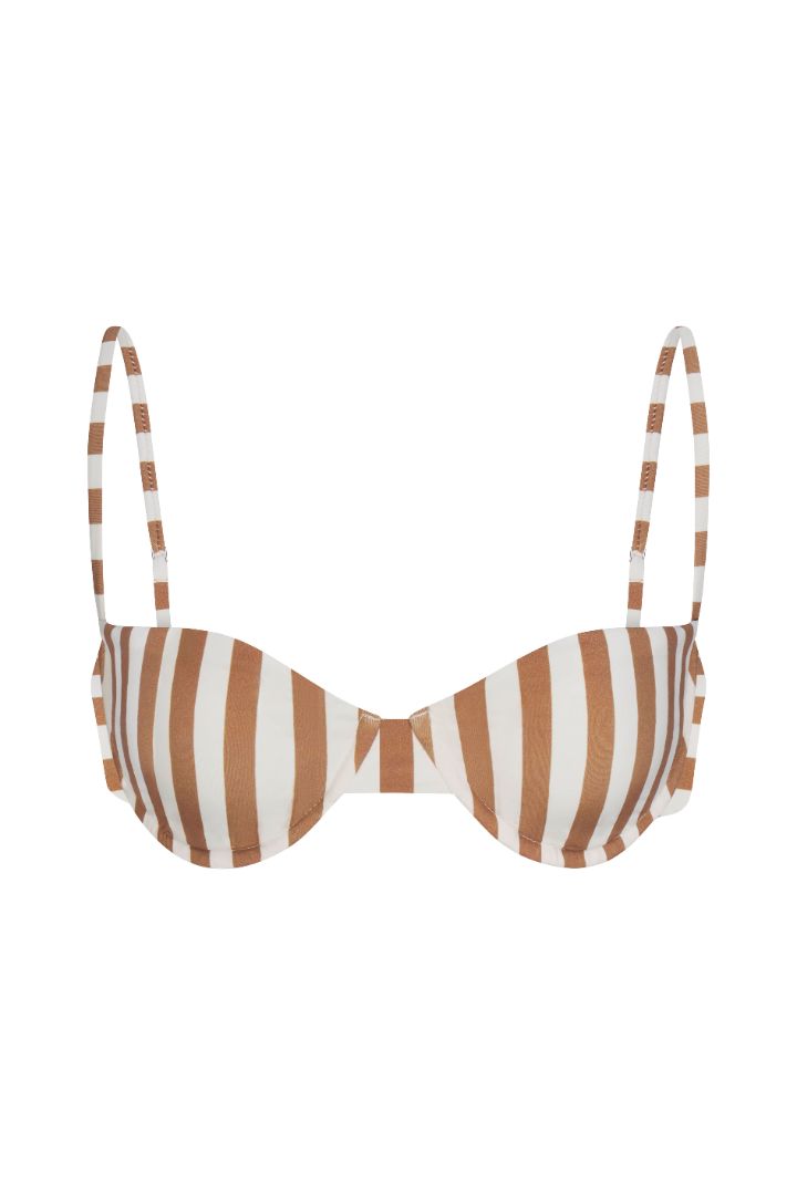 Image of Balconette Underwire Bikini Top in Fawn Vertical Stripes