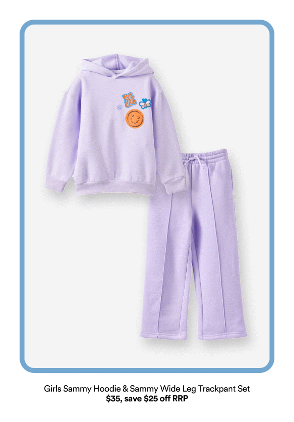Girls Sammy Hoodie & Sammy Wide Leg Trackpant Set $35, save $25 off RRP