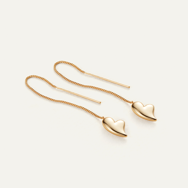JB - Puffy Heart Threader Earrings