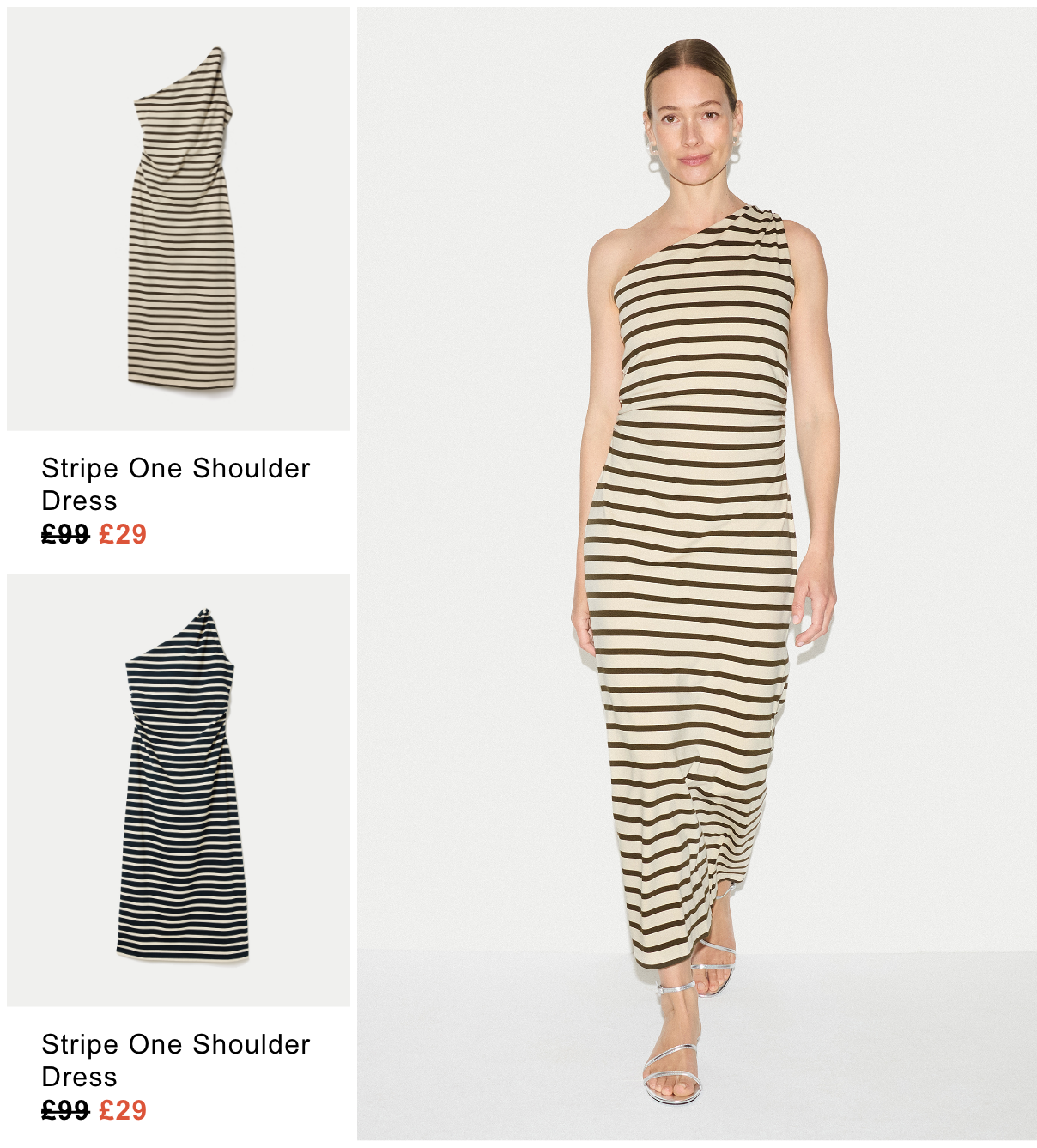 Stripe One Shoulder Dress