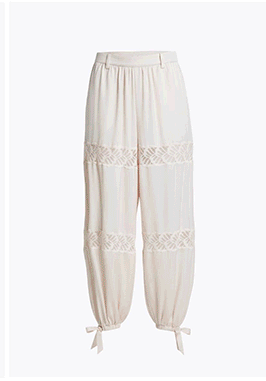 Satin Crepe Lace Trim Balloon Pant