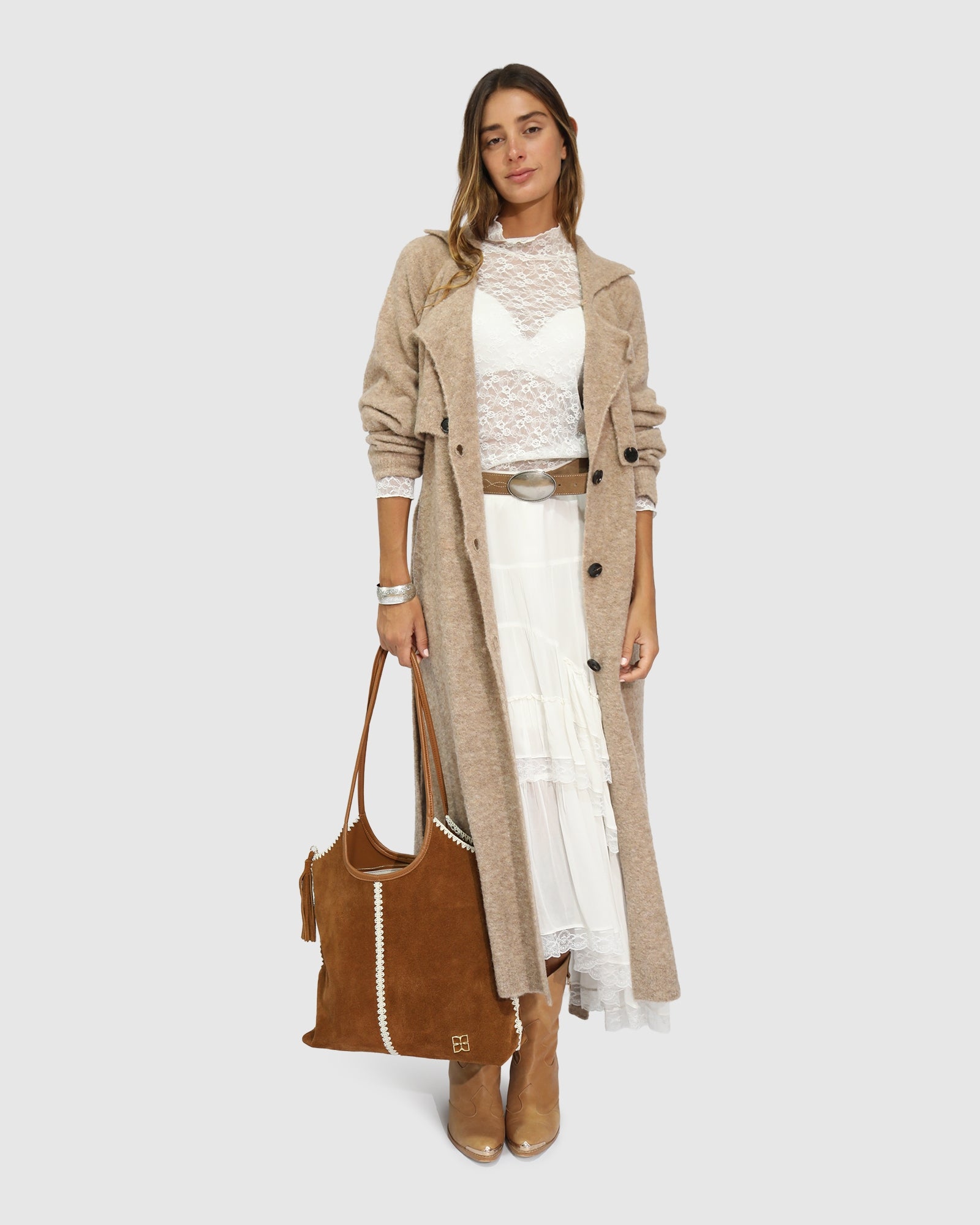 Image of Live in Dream Maxi Trench Cardigan - Khaki