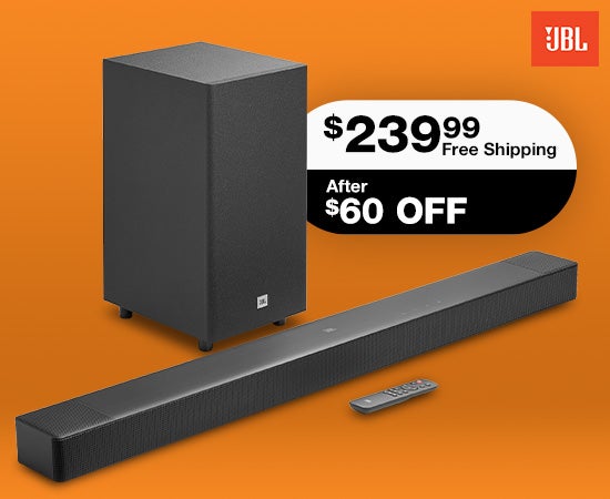 shop JBL cinema soundbar with wireless subwoofer $60 off