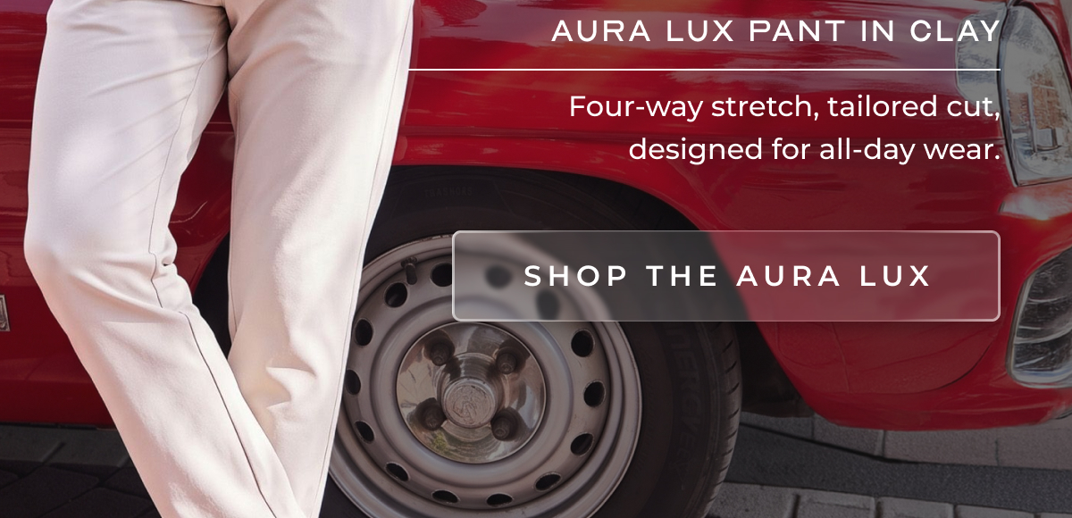 aura lux pant in clay Four-way stretch, tailored cut, designed for all-day wear. shop the aura lux
