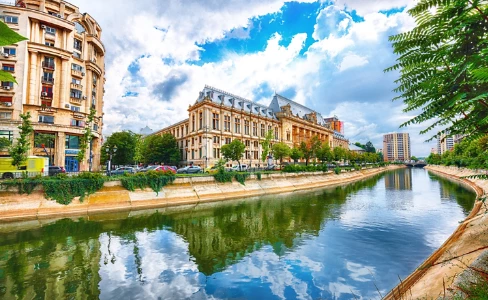 Cityscape Dambrovita River Old Bucharest