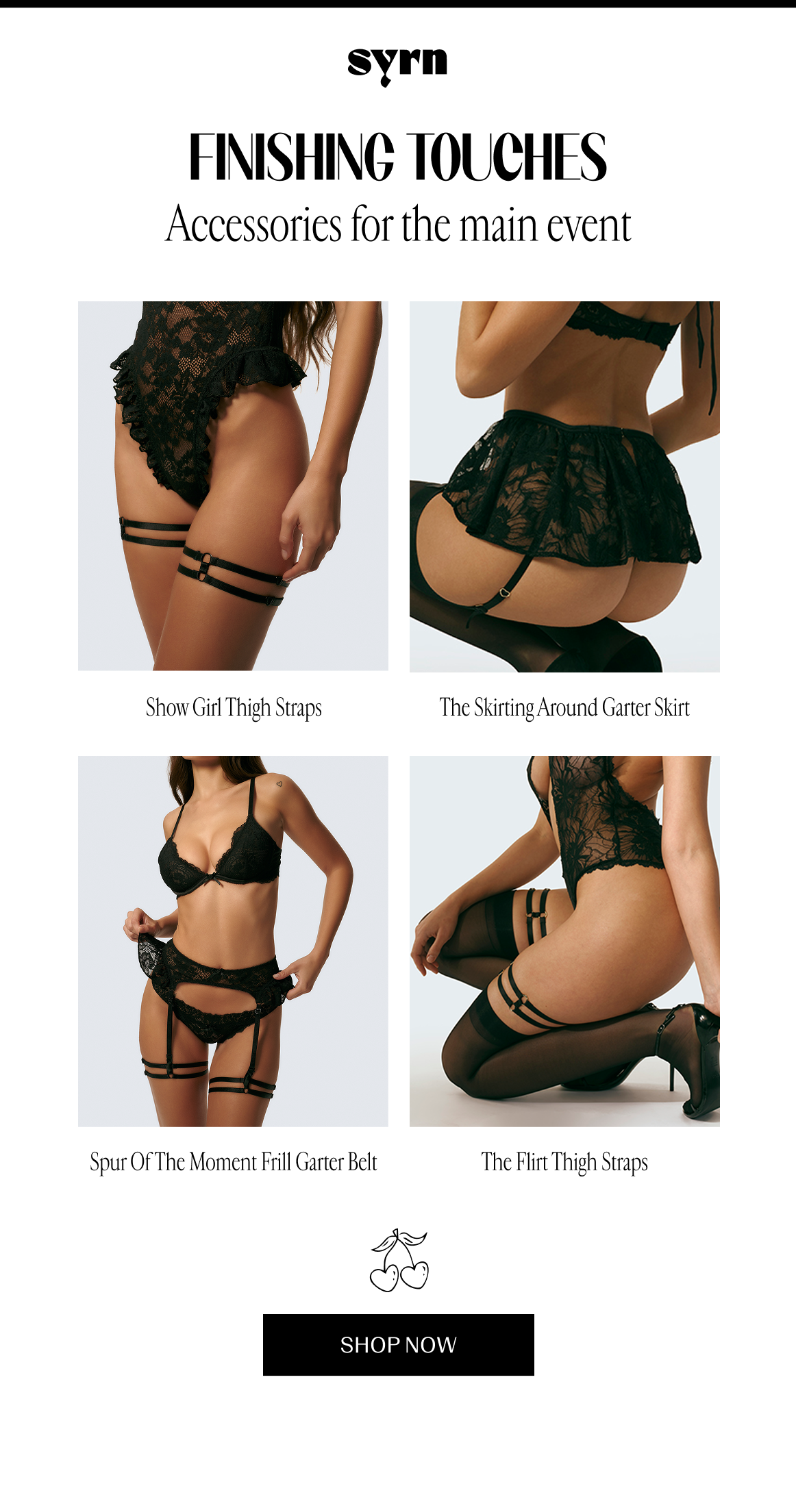 A few images of models wearing black accessories