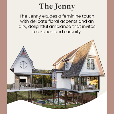 The Jenny exudes a feminine touch with delicate floral accents and an airy, delightful ambiance that invites relaxation and serenity.