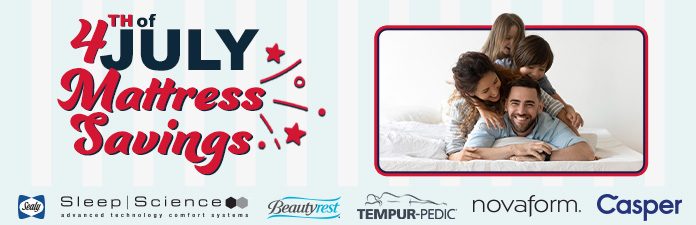 4th of july mattress savings. Sealy, sleep science, beautyrest, tempur-pedic, novaform, casper
