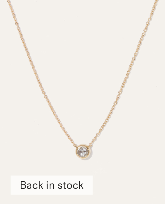 14K Gold Diamond Bezel Necklace