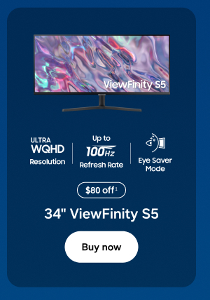 Ultra WQHD Resolution | Up to 100HZ Refresh Rate | Eye Saver Mode - 34" ViewFinity S5 - $80 off&sup1; - Buy now