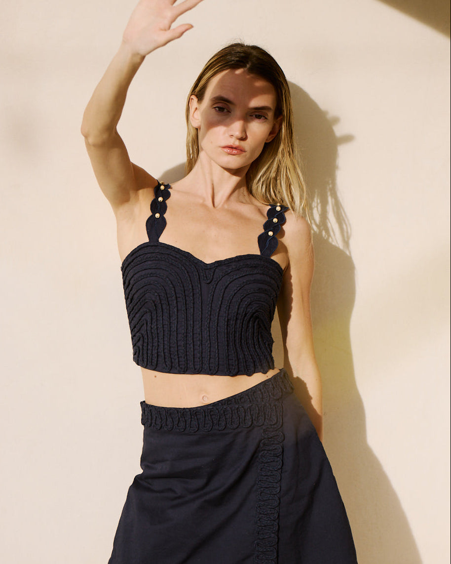 Image of Talia Soutache Cotton Crop Top